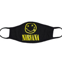 Черна предпазна маска за лице на Nirvana с жълто лого