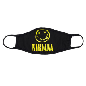 Черна предпазна маска за лице на Nirvana с жълто лого