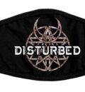 Предпазна маска за лице с бяло лого на групата Disturbed