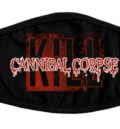 Черна предпазна маска за лице с червен надпис Cannibal Corpse Kill