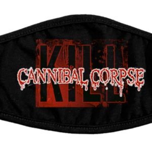 Черна предпазна маска за лице с червен надпис Cannibal Corpse Kill