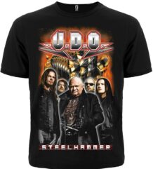 Черна рок тениска U.D.O. Steelhammer с голяма цветна щампа на бандата