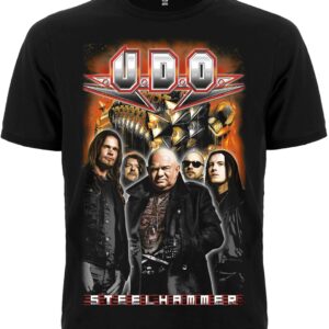 Черна рок тениска U.D.O. Steelhammer с голяма цветна щампа на бандата