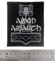 Метъл нашивка Amon Amarth Thor's Hammer с бяла бродерия