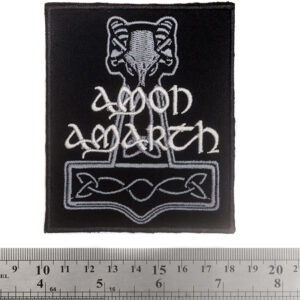 Метъл нашивка Amon Amarth Thor's Hammer с бяла бродерия