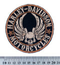 Кръгла моторджийска нашивка Harley-Davidson Skull с крила и череп