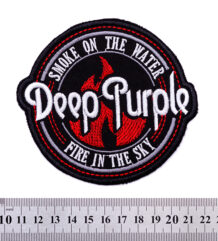Кръгла рок нашивка Deep Purple Smoke on the Water с пламъци