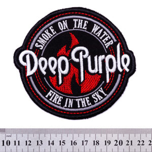 Кръгла рок нашивка Deep Purple Smoke on the Water с пламъци