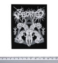 Бродирана метъл нашивка Aborted Goat Skull в сребристо и черно