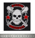 Бродирана пънк нашивка Rancid Hooligans с череп и кръстосани бухалки