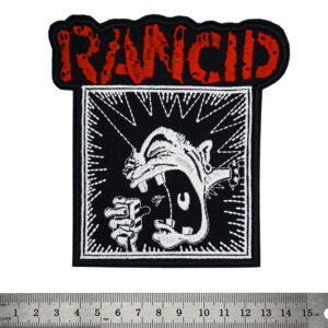 Голяма бродирана пънк нашивка Rancid Scream в червено и бяло
