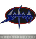 Бродирана метъл нашивка Sodom Blue Logo в синьо, сребристо и червено