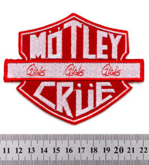 Бродирана червена рок нашивка Motley Crue Girls Girls Girls