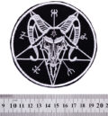 Кръгла бродирана метъл нашивка Baphomet Pentagram с глава на козел и пентаграм
