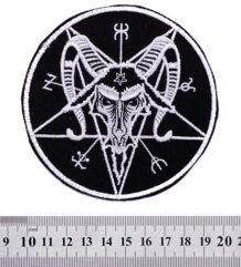 Кръгла бродирана метъл нашивка Baphomet Pentagram с глава на козел и пентаграм