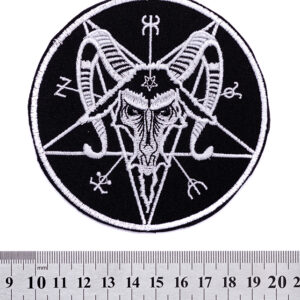 Кръгла бродирана метъл нашивка Baphomet Pentagram с глава на козел и пентаграм