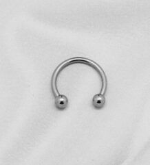 Сребриста стоманена обеца тип подкова 13х1х3 mm от стомана 316L