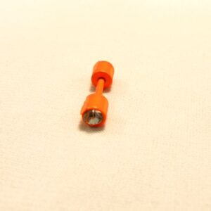 Стоманена обеца за ухо с красиво камъче 15.5mm в оранжев цвят