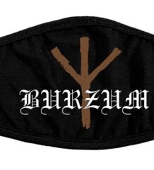 Черна предпазна маска за лице с лого и руна на групата Burzum