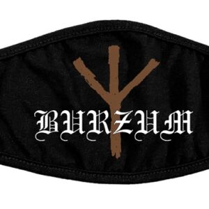 Черна предпазна маска за лице с лого и руна на групата Burzum