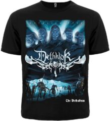 Предна част на мъжка метъл тениска Dethklok The Dethalbum с лицата на бандата