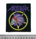 Бродирана метъл нашивка Anthrax Indian Skull в лилаво и жълто