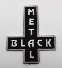 Везана метъл нашивка Black Metal с обърнат кръст