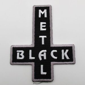 Везана метъл нашивка Black Metal с обърнат кръст