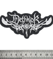 Бродирана метъл нашивка Dethklok Logo в бяло и черно