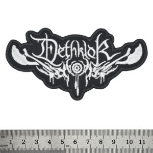 Бродирана метъл нашивка Dethklok Logo в бяло и черно