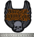 Голяма рокерска нашивка Harley-Davidson за гръб на яке с череп и крила