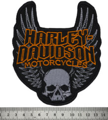 Голяма рокерска нашивка Harley-Davidson за гръб на яке с череп и крила