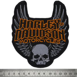 Голяма рокерска нашивка Harley-Davidson за гръб на яке с череп и крила