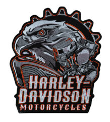 Голяма рокерска нашивка Harley-Davidson за гръб с орел и двигател