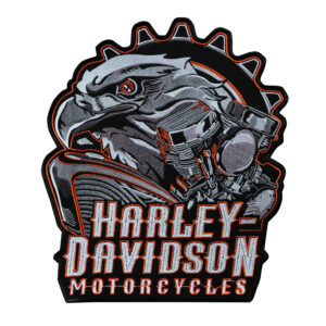 Голяма рокерска нашивка Harley-Davidson за гръб с орел и двигател