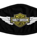 Черна предпазна маска за лице с лого на Harley-Davidson и крила