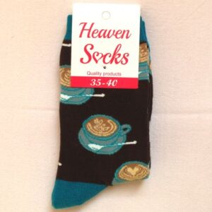 Дамски забавни чорапи с десен кафе лате и опаковка „Heaven Socks“