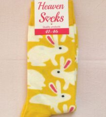 Мъжки памучни чорапи с бели зайчета на жълт фон Heaven Socks
