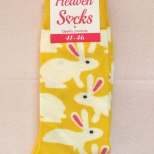 Мъжки памучни чорапи с бели зайчета на жълт фон Heaven Socks