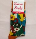 Дамски забавни чорапи с големи цветни цветя и оранжев кант Heaven Socks
