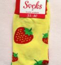 Дамски забавни чорапи с десен на ягоди и червен ластик Heaven Socks
