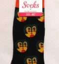 Дамски весели чорапи с артистични лица и оранжев ластик Heaven Socks