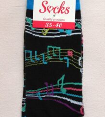 Дамски весели чорапи с музикални ноти и сини ластици Heaven Socks