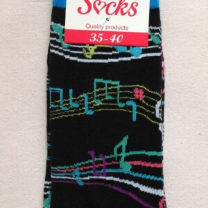 Дамски весели чорапи с музикални ноти и сини ластици Heaven Socks