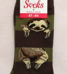 Мъжки памучни чорапи с ленивци на зелени и кафяви райета Heaven Socks