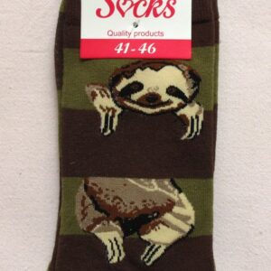Мъжки памучни чорапи с ленивци на зелени и кафяви райета Heaven Socks