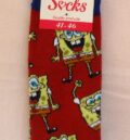 Червени весели чорапи със Спондж Боб и етикет Socks Quality products размер 41-46