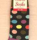 Черни весели чорапи на големи цветни точки с етикет Socks Quality products размер 41-46