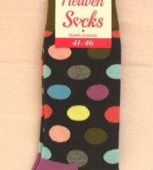 Черни весели чорапи на големи цветни точки с етикет Socks Quality products размер 41-46