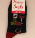 Черни шарени чорапи с десен на вино и грозде и червена пета марка Heaven Socks